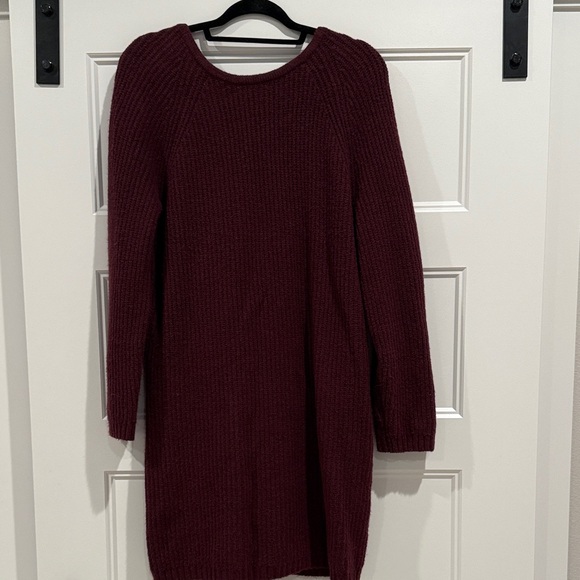aerie Dresses & Skirts - Aerie Backless Burgundy Sweater Dress